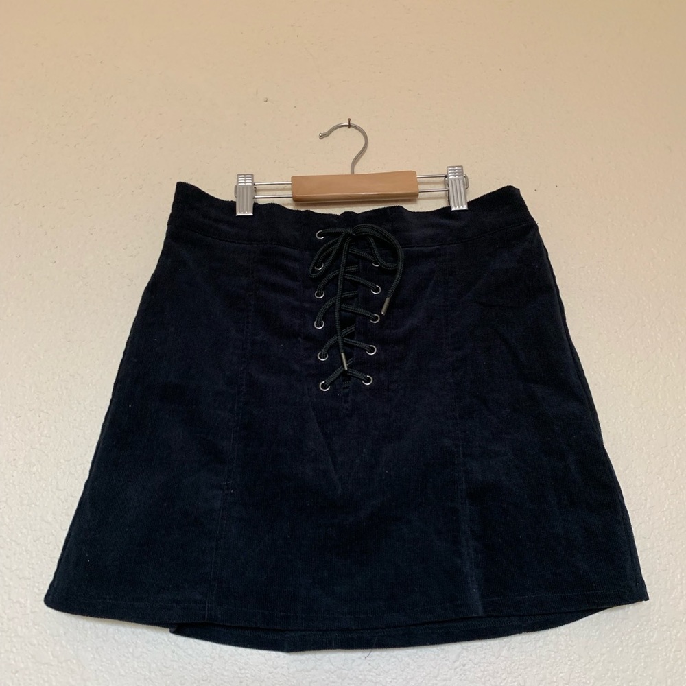 Corduroy lace up fall skirt